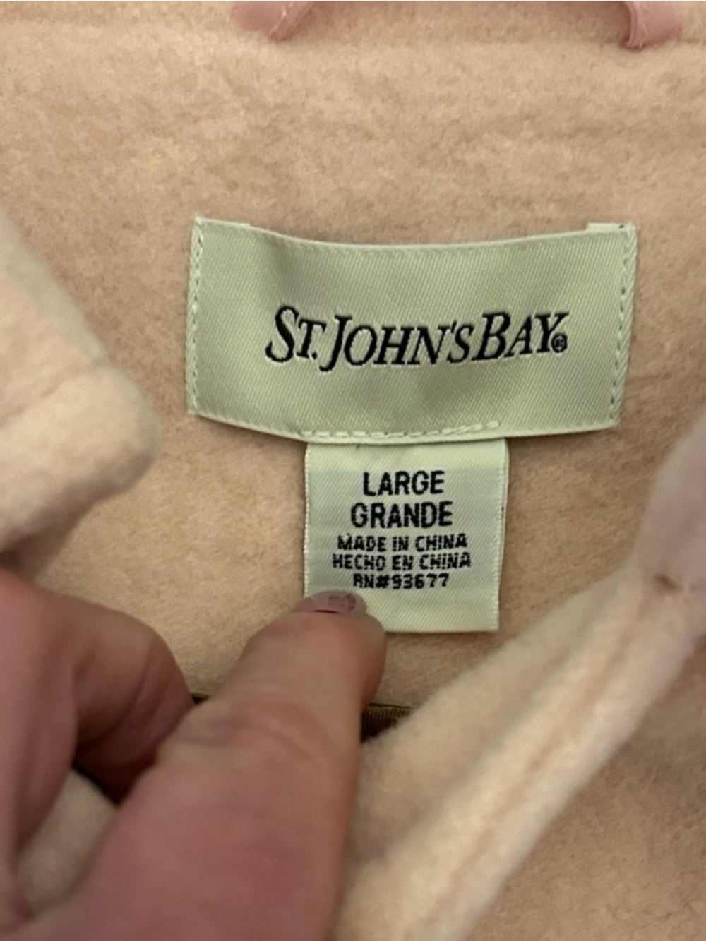 St. John’s Bay Wool Blend Toggle Coat Cream Blush Large Cozy Minimalist Jacket - Picture 3 of 4